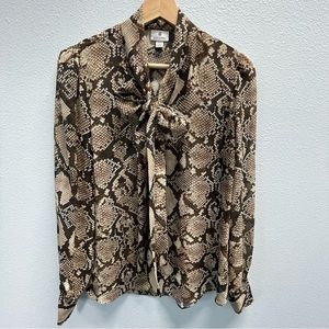 Altuzarra for Target sheer bow blouse in python print Medium
